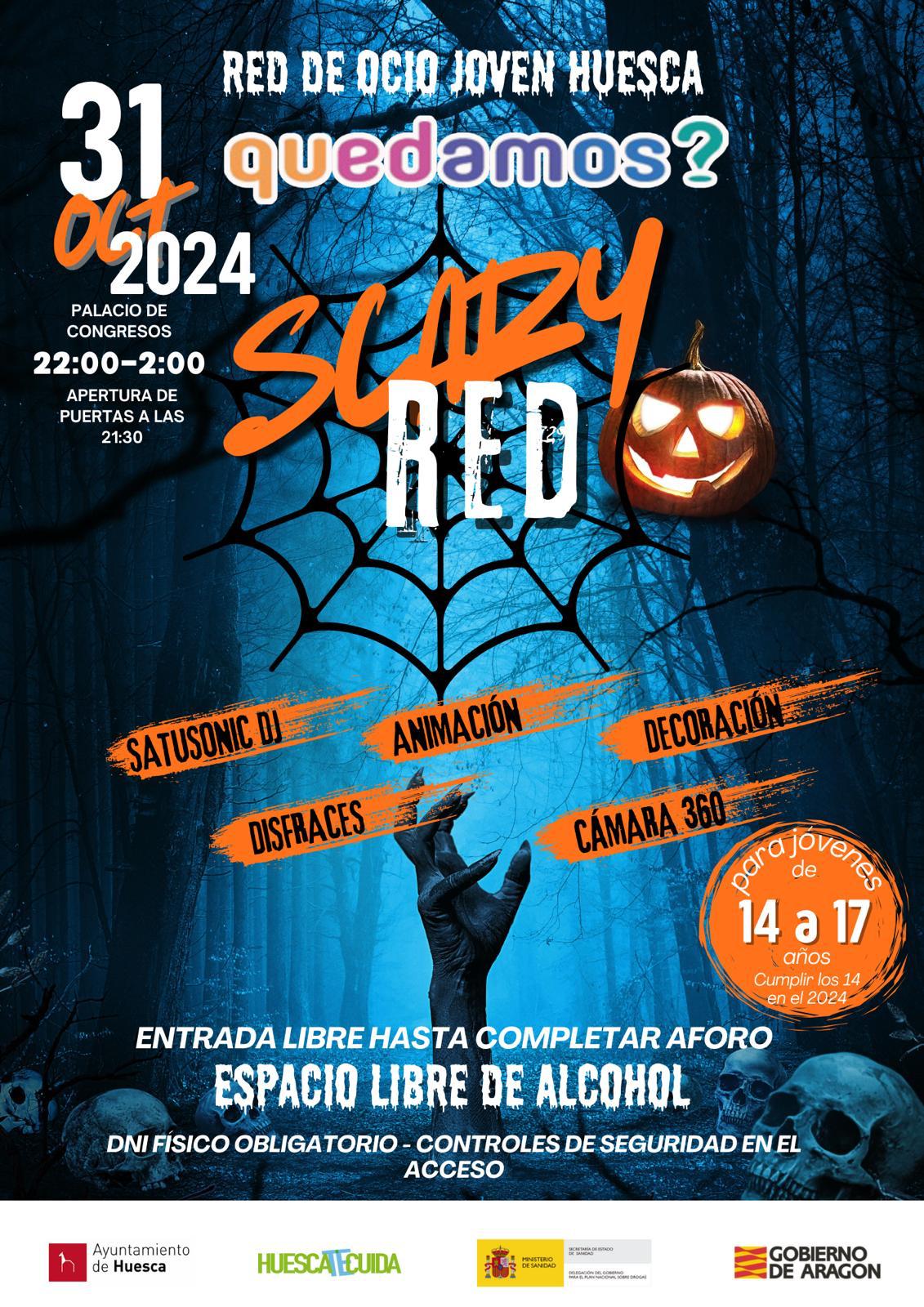 Cartel de la actividad con motivo de Halloweeen del Ayuntamiento de Huesca