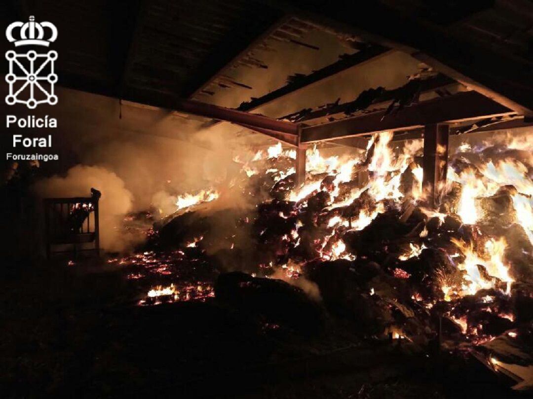 Incendio en granja de Olazagutía
