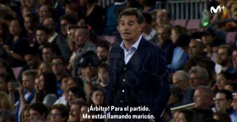 Míchel, en el partido del Málaga ante el Barcelona en el Camp Nou.