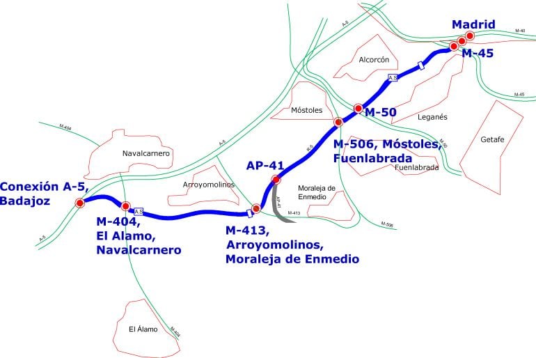 Trazado de la Radial 5