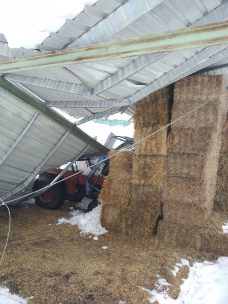 Derrumbe de techado en granja