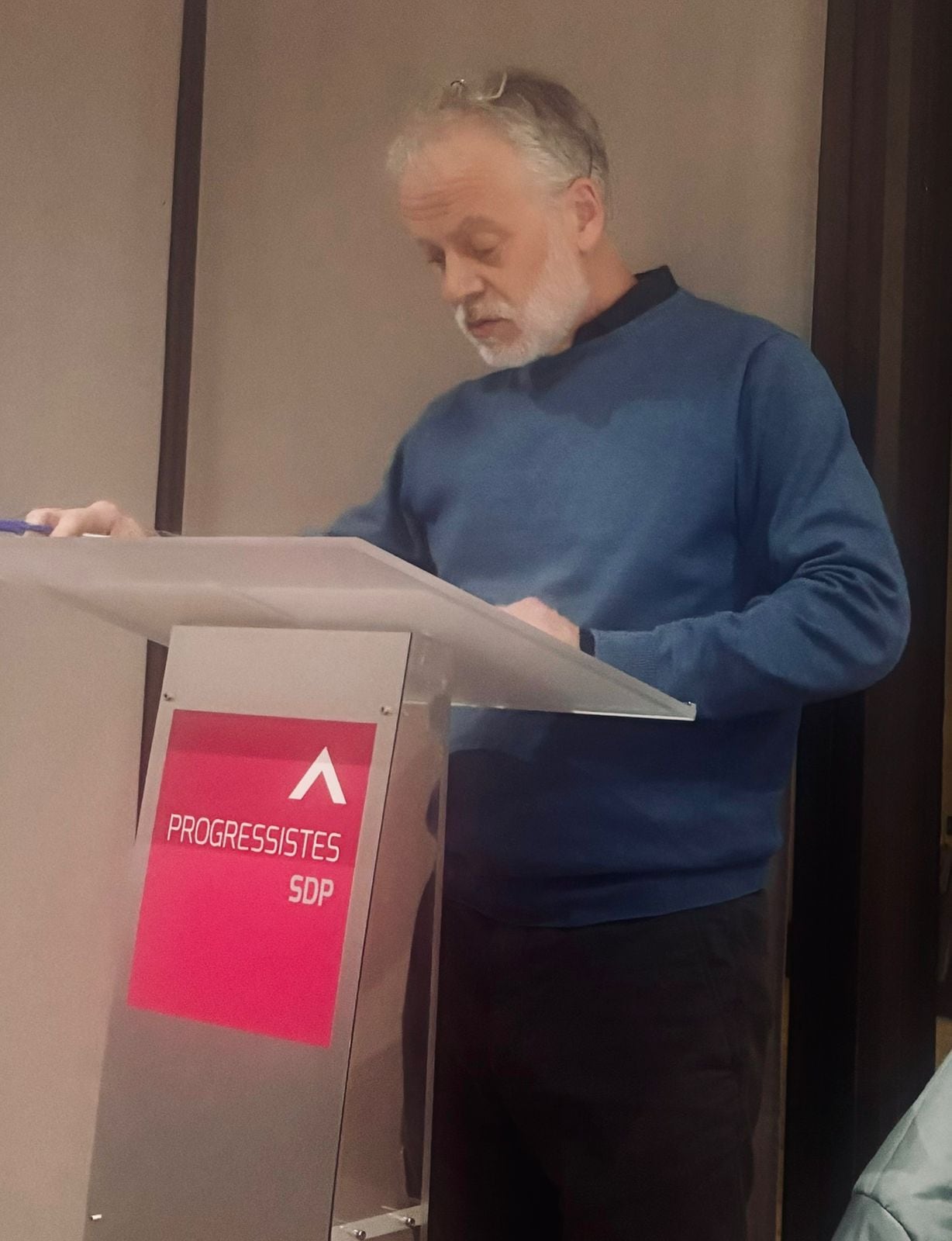 El president de Progressistes - SDP, Josep Roig, durant la seva intervenció al Consell Nacional