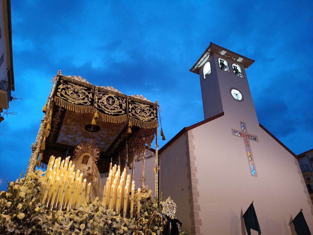 La virgen de la Esperanza durante su salida procesional el miércoles santo de 2019