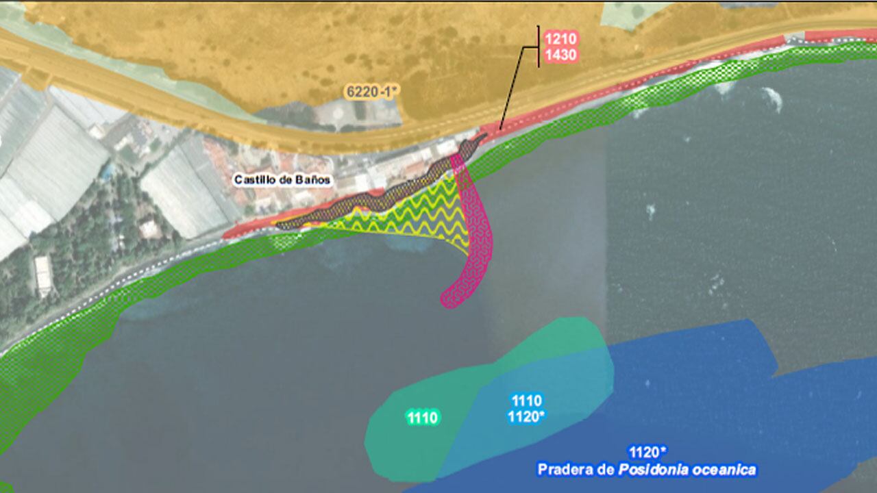 Proyecto rechazado de playa para Castillo de Baños, en el término de Polopos, en la Costa Tropical de Granada