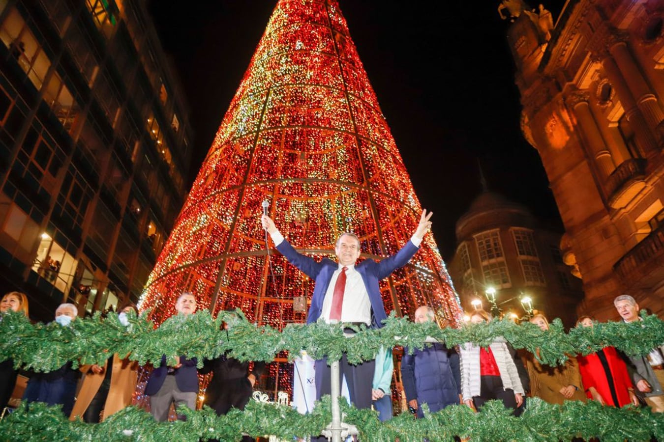 El alcalde de Vigo, Abel Caballero, durante el encendido de las luces de Navidad en noviembre de 2021.