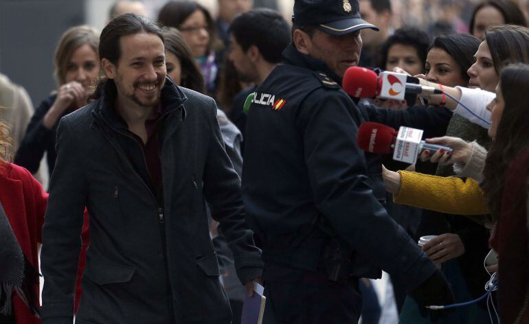 Pablo Iglesias a su llegada al Congreso de los Diputados