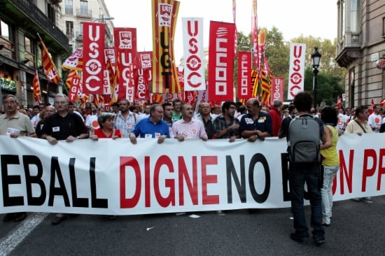 Imatge de la manifestació del 6 d&#039;octubre, que va aplegar 15.000 persones al centre de Barcelona