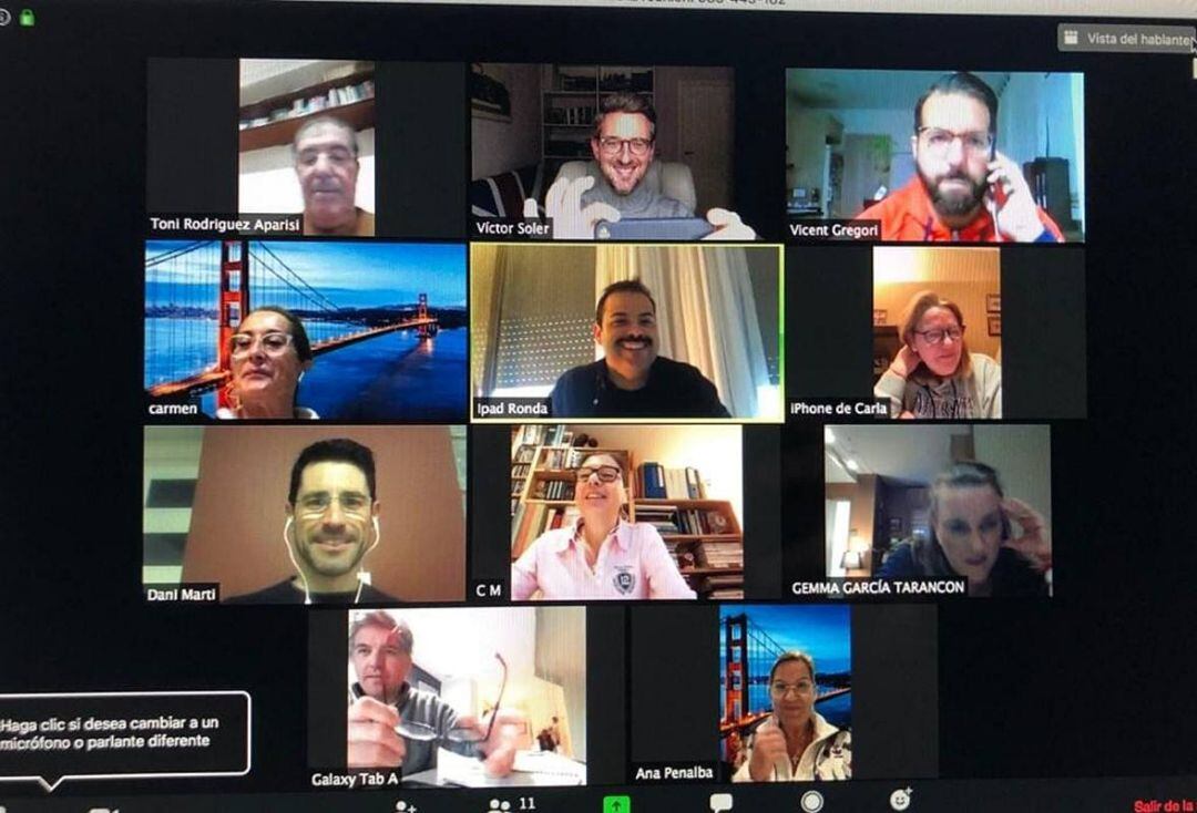 Reunión telemática del Grupo Municipal Popular de Gandia que realizan cada día tras los aplausos de las 20:00h