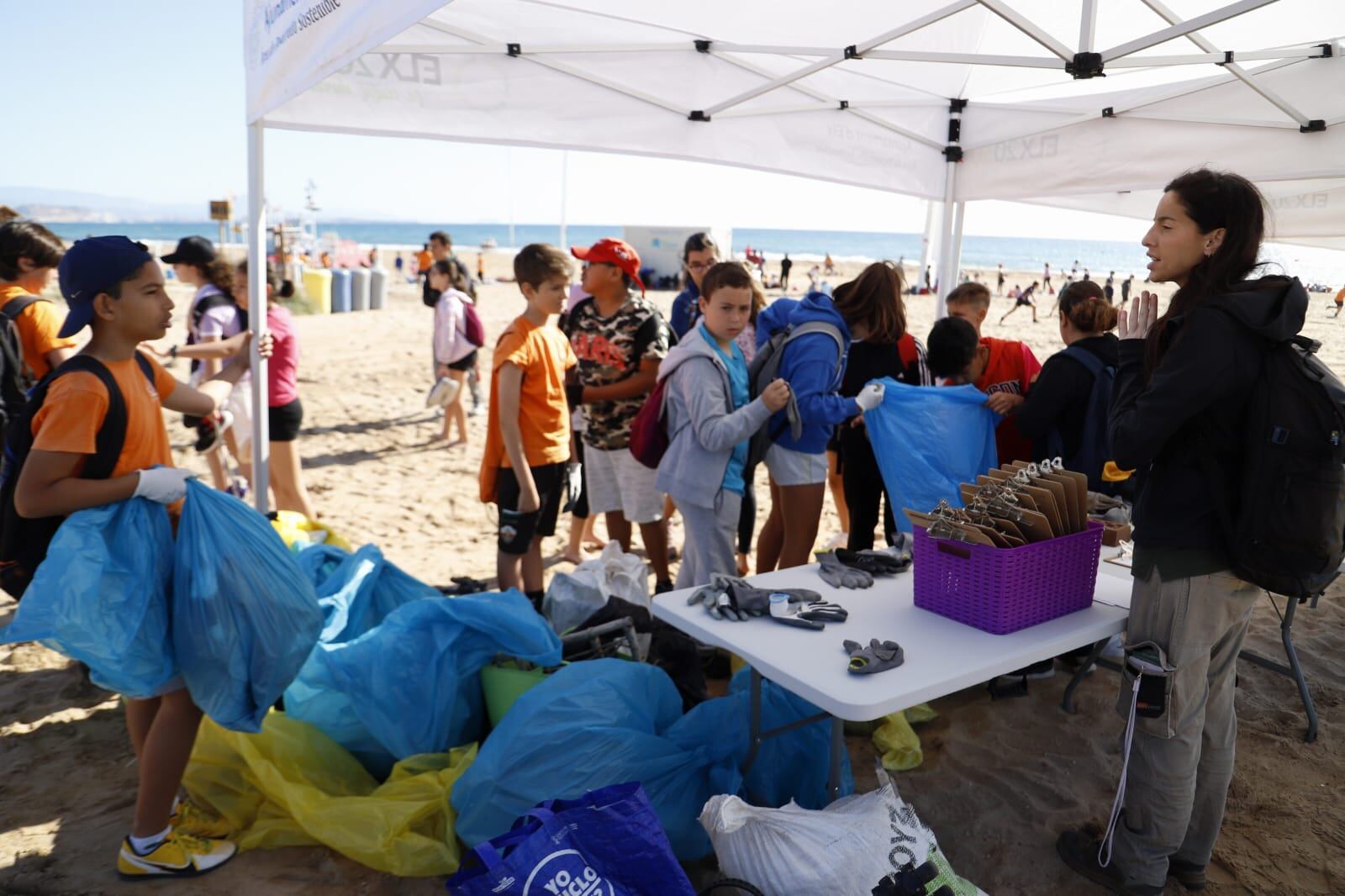 Limpieza de residuos en la playa del Altet, Elche