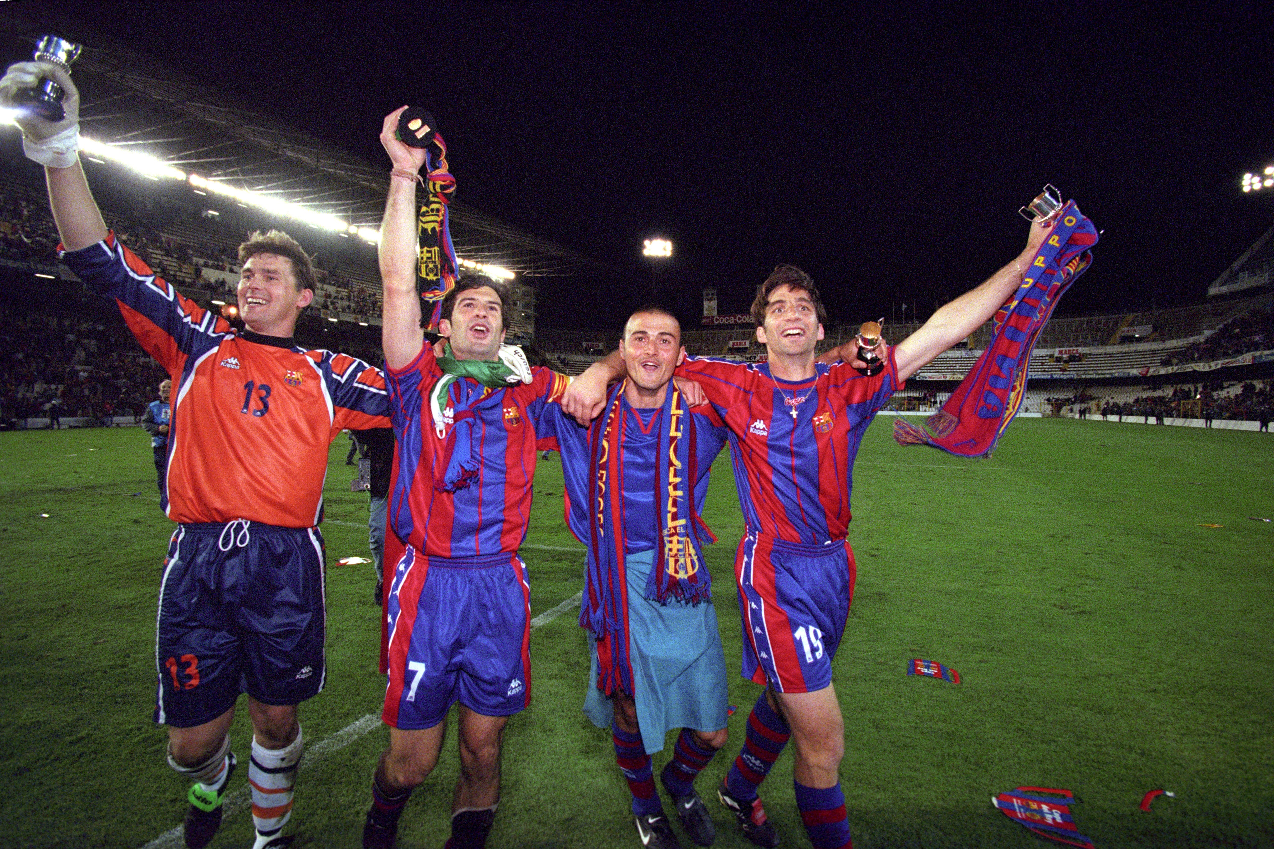 Ruud Hesp, Luis Figo, Luis Enrique y Juan Pizzi en 1998