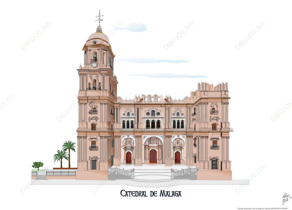 Catedral de Málaga realizada en Excel por su autor