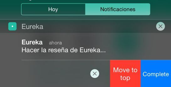 Las tareas aparecen en el centro de notificaciones