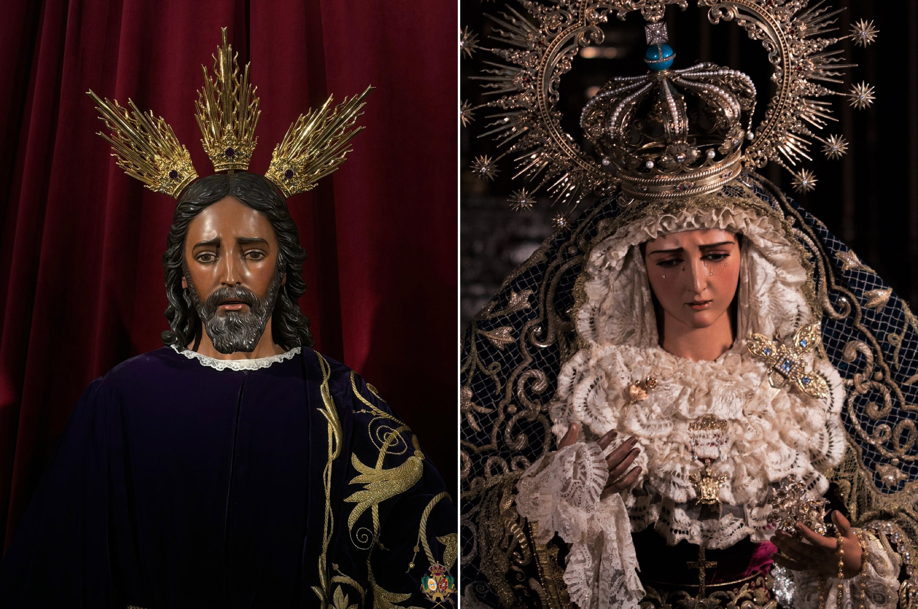 Las hermandades de Los Panaderos -a la izquierda el Señor del Soberano Poder en su Prendimiento- y La Hiniesta -a la derecha su Dolorosa- celebran elecciones este fin de semana