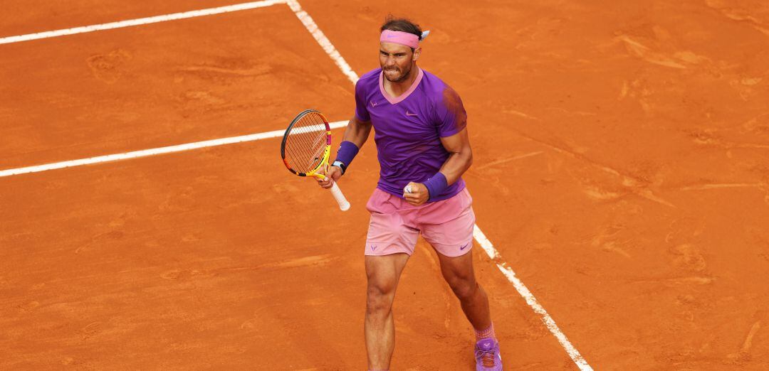 Rafa Nadal celebra un punto en Roma