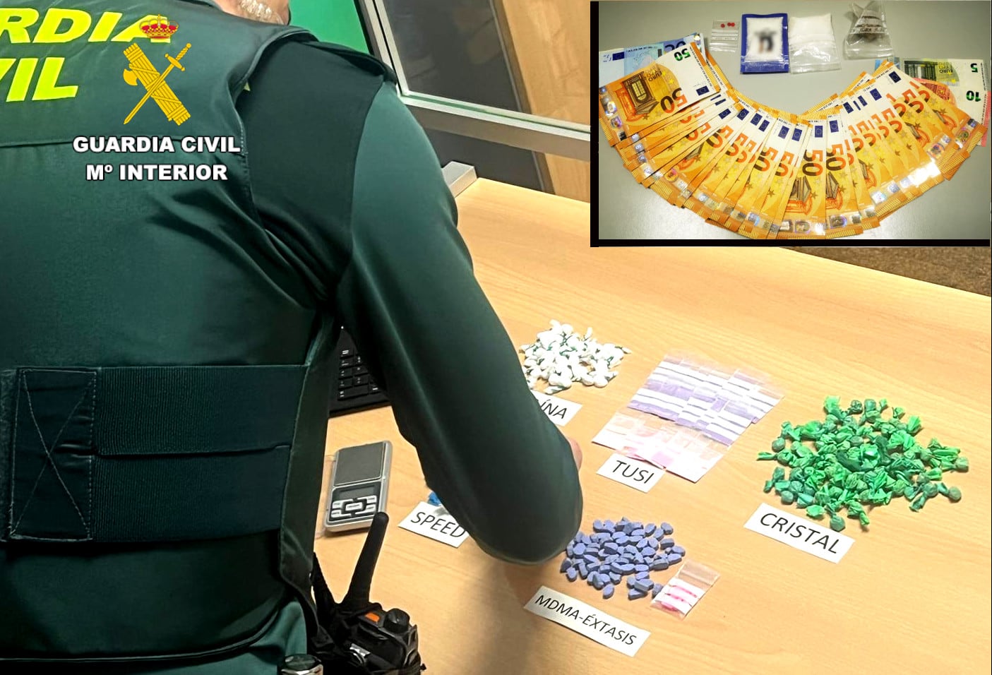 La Guardia Civil intervino droga y dinero en efectivo