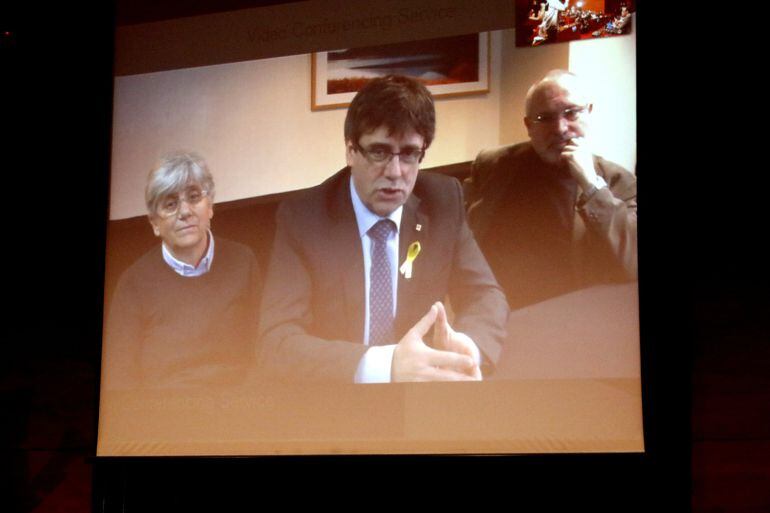 Carles Puigdemont,durante una videoconferencia.