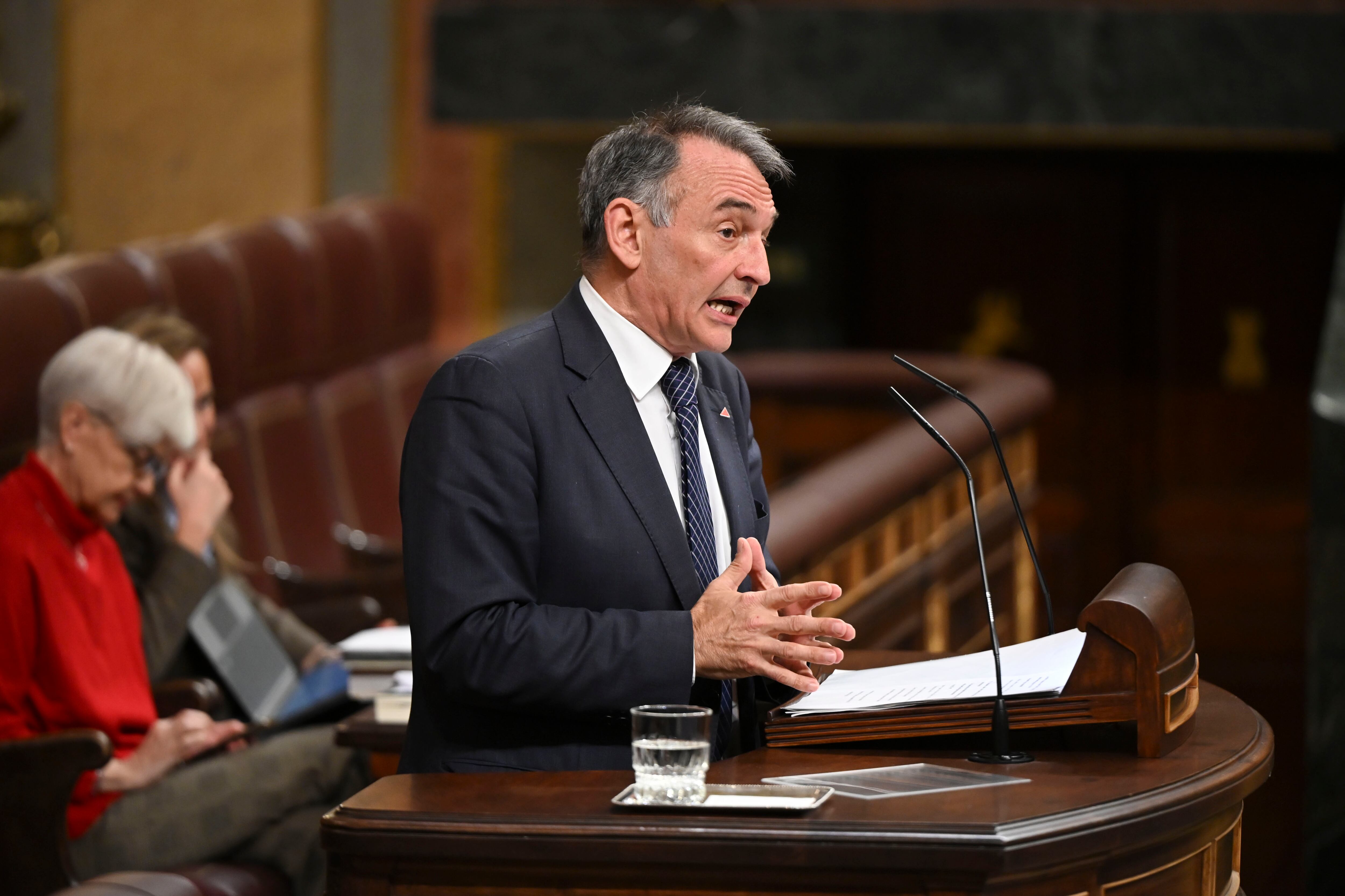 MADRID, 14/11/2024.- El diputado de SUMAR, Enrique Fernando Santiago interviene en el pleno del Congreso de los Diputados este jueves en Madrid. EFE/ Fernando Villar
