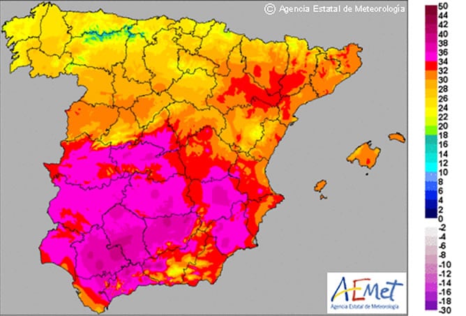 En Canarias, Andalucía y Castilla La Mancha se alcanzarán valores cercanos a los 40º centígrados