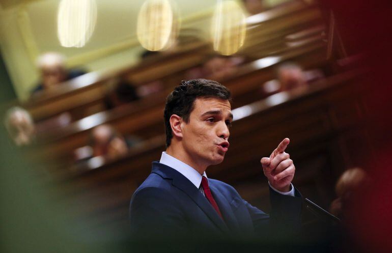 Pedro Sánchez, en un momento de su intervención en el debate sobre el estado de la nación.