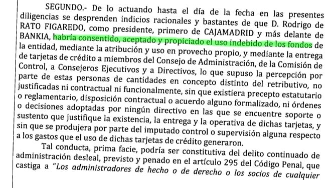 Los autos del juez Andreu, a los que ha tenido acceso la SER, revelan que Blesa y Rato &quot;consintieron, aceptaron y propiciaron&quot; el uso de las tarjetas negras mientras estuvieron al frente de Caja Madrid.