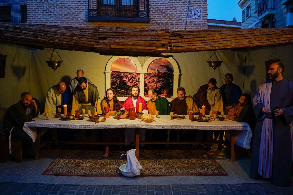 Representación de una de las escenas de la Pasión de Colmenar Viejo por Semana Santa