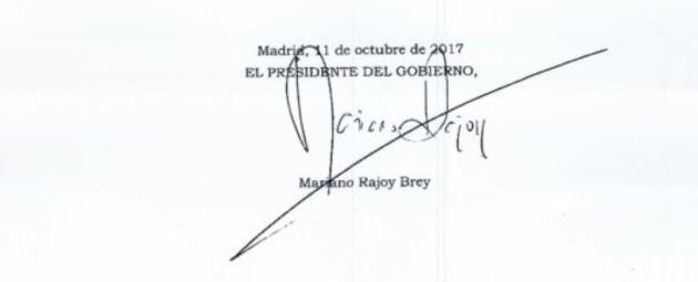 Carta enviada a Puigddemont por Rajoy