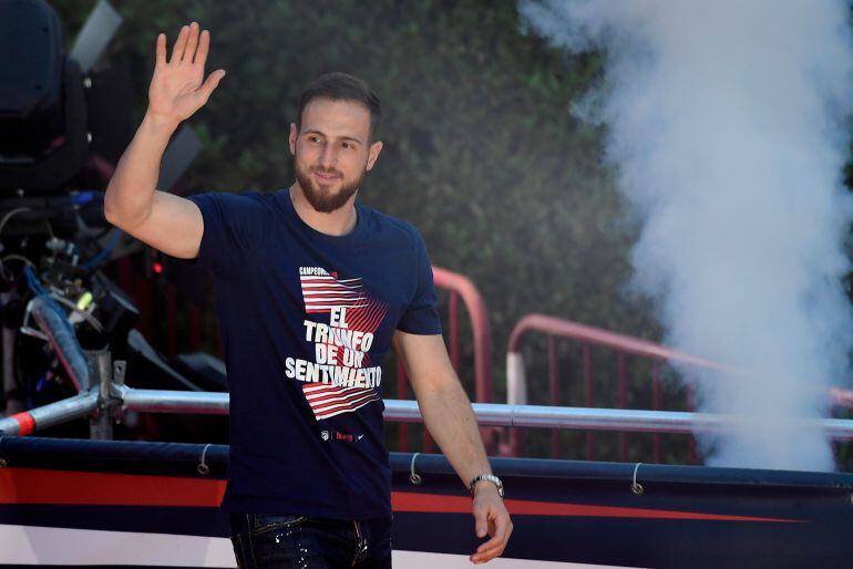 Oblak, en la celebración de la Europa League 