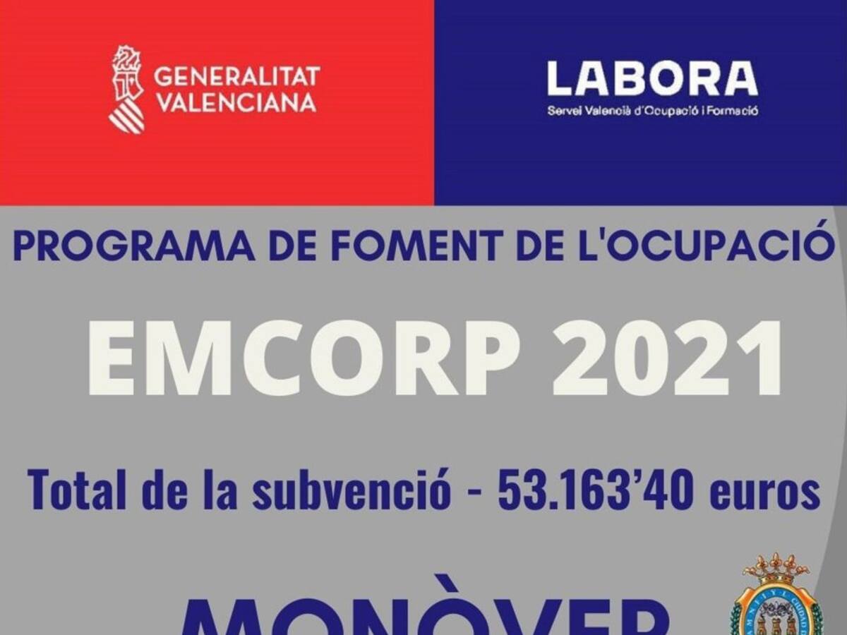 Monóvar recibirá más de 53.000 euros para contratar a seis desempleados de al menos de 30 años
