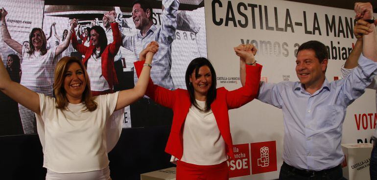 Susana Díaz acompañó a Emiliano García-Page este domingo en un mitin en Puertollano.