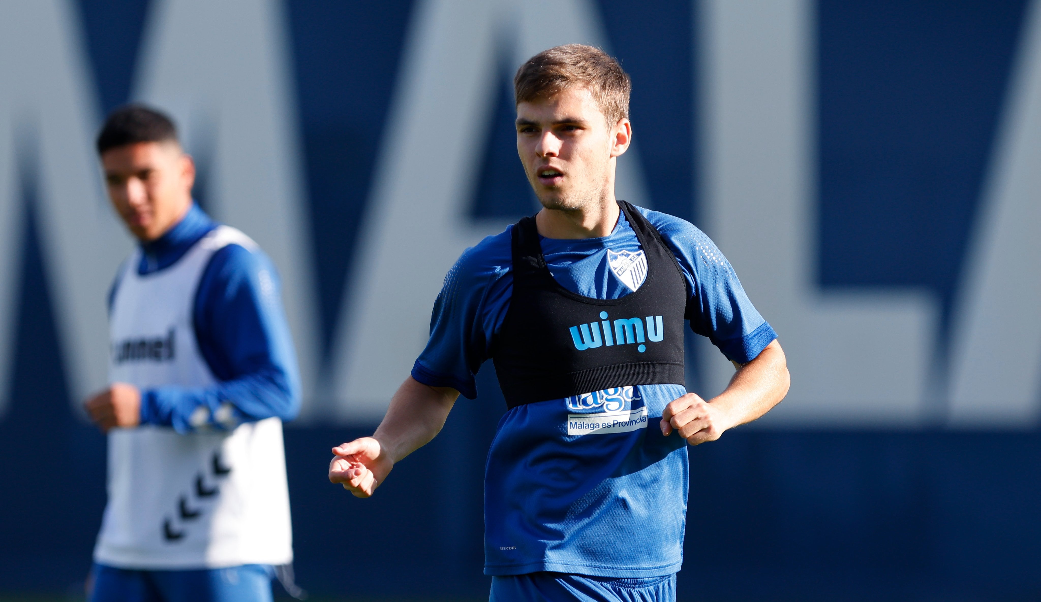 Febas, en un entrenamiento del Málaga