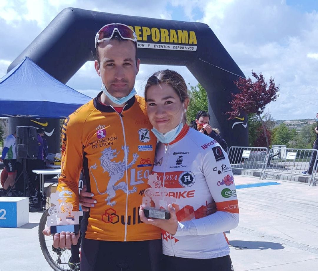 Ángel Gutiérrez y Eva Arroyo, ganadores en la BTT Abubilla de Fuentespina.