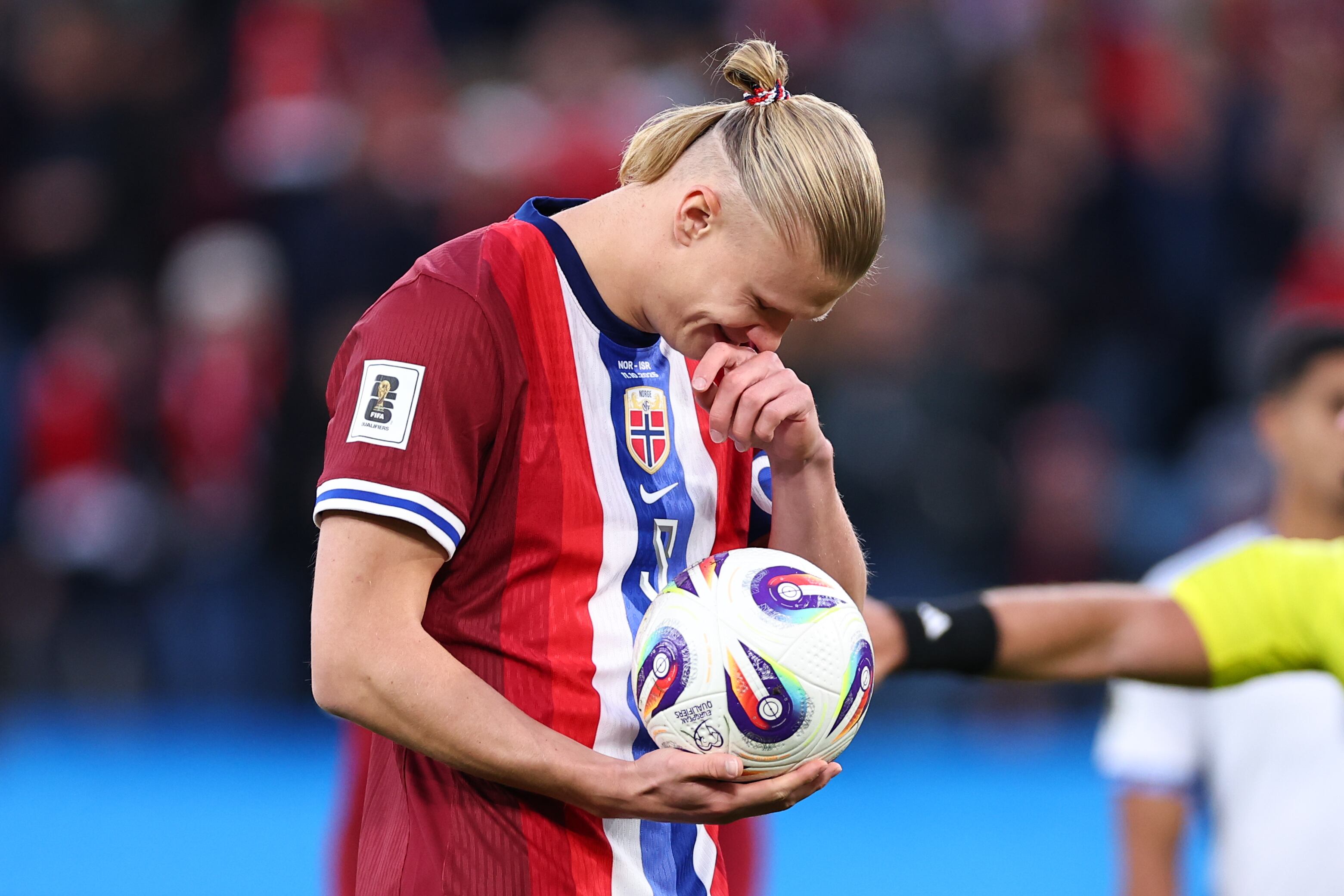Haaland durante el partido frente a Israel en el partido clasificatorio al Mundial 2026