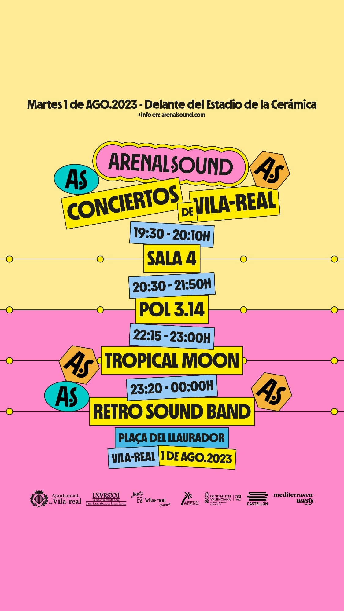 Este es el cartel con los conciertos y actividades organizados en Vila-real