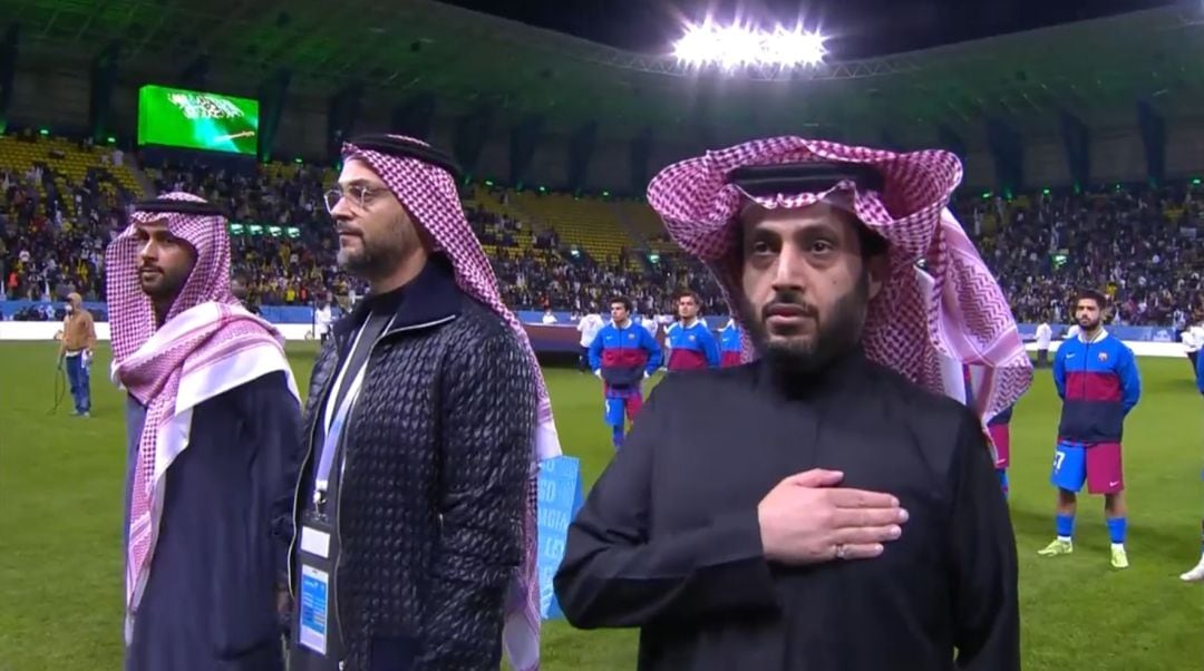 Turki Al-Sheikh en la previa del Barça-Boca.