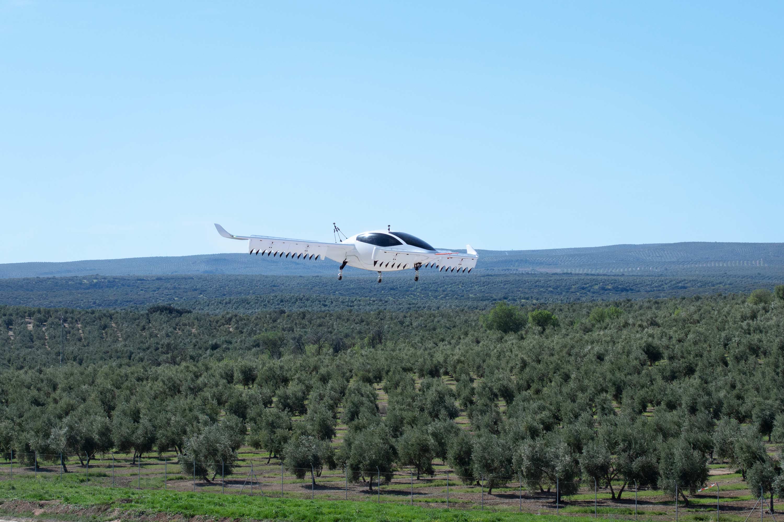 Uno de los taxis de la empresa Lilium durante las pruebas realizadas en Villacarrillo (Jaén).