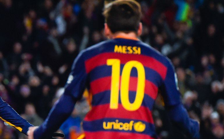 Messi celebra un gol ante el Espanyol