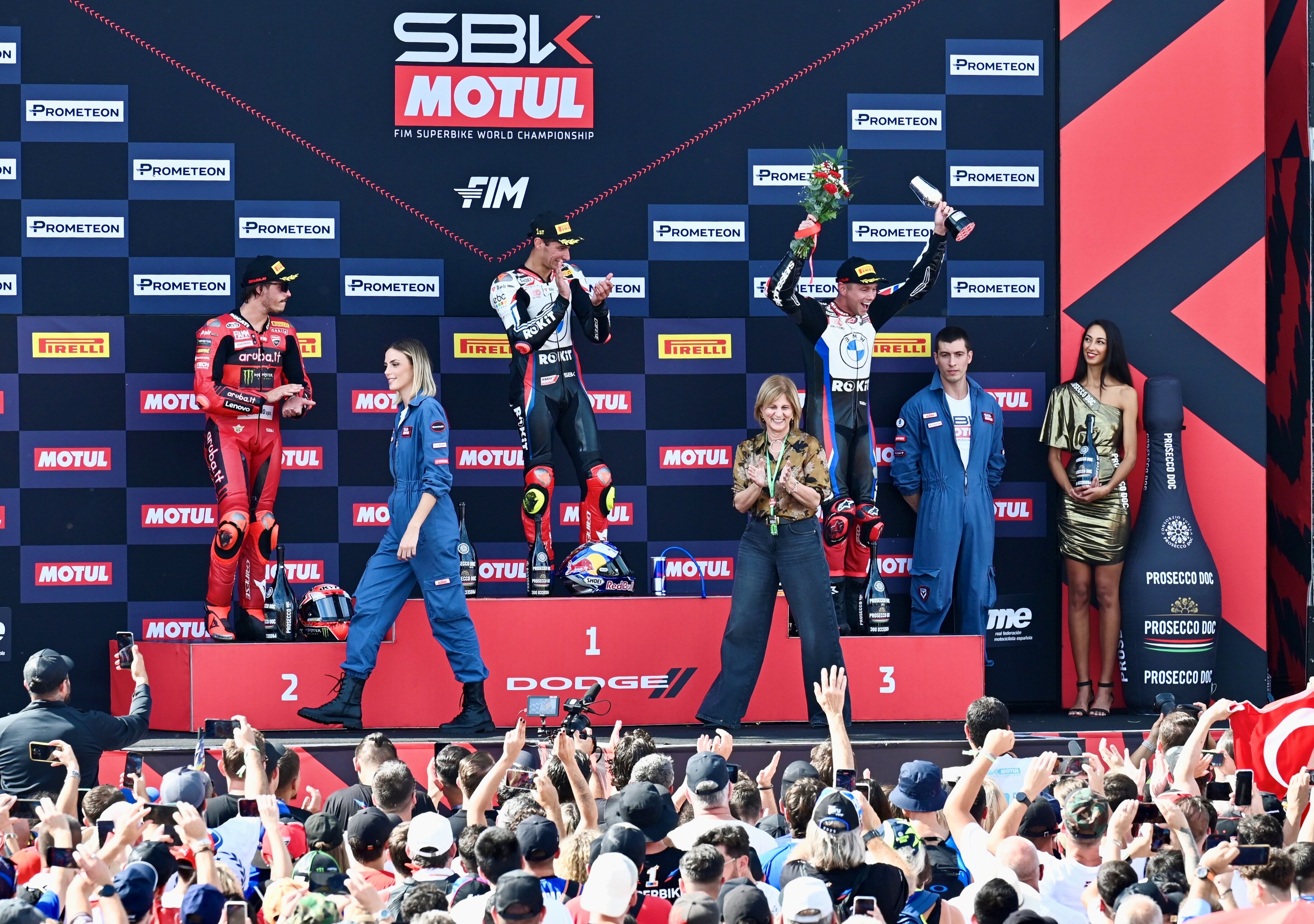 Podium del Mundial de Superbike celebrado en el Circuito de Jerez