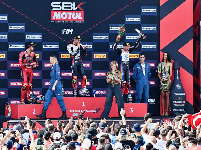 Podium del Mundial de Superbike celebrado en el Circuito de Jerez