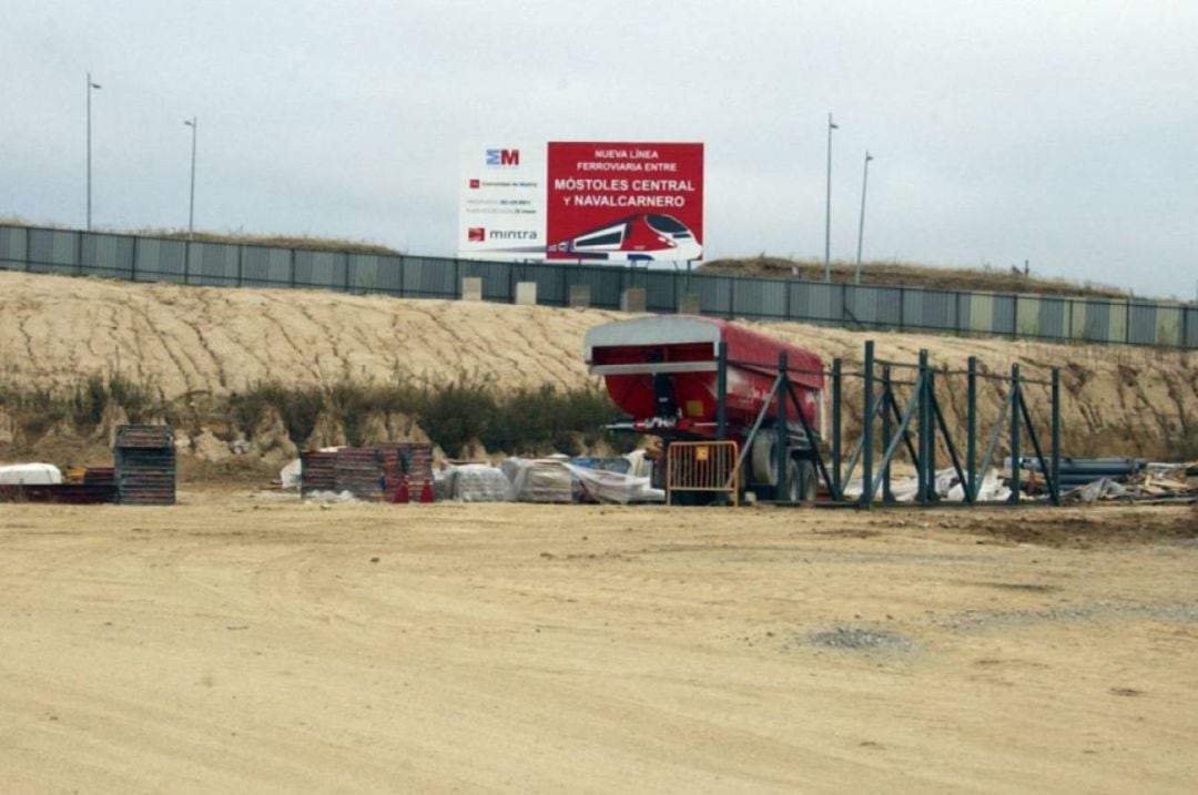 Zona de las obras del tren Móstoles-Navalcarnero