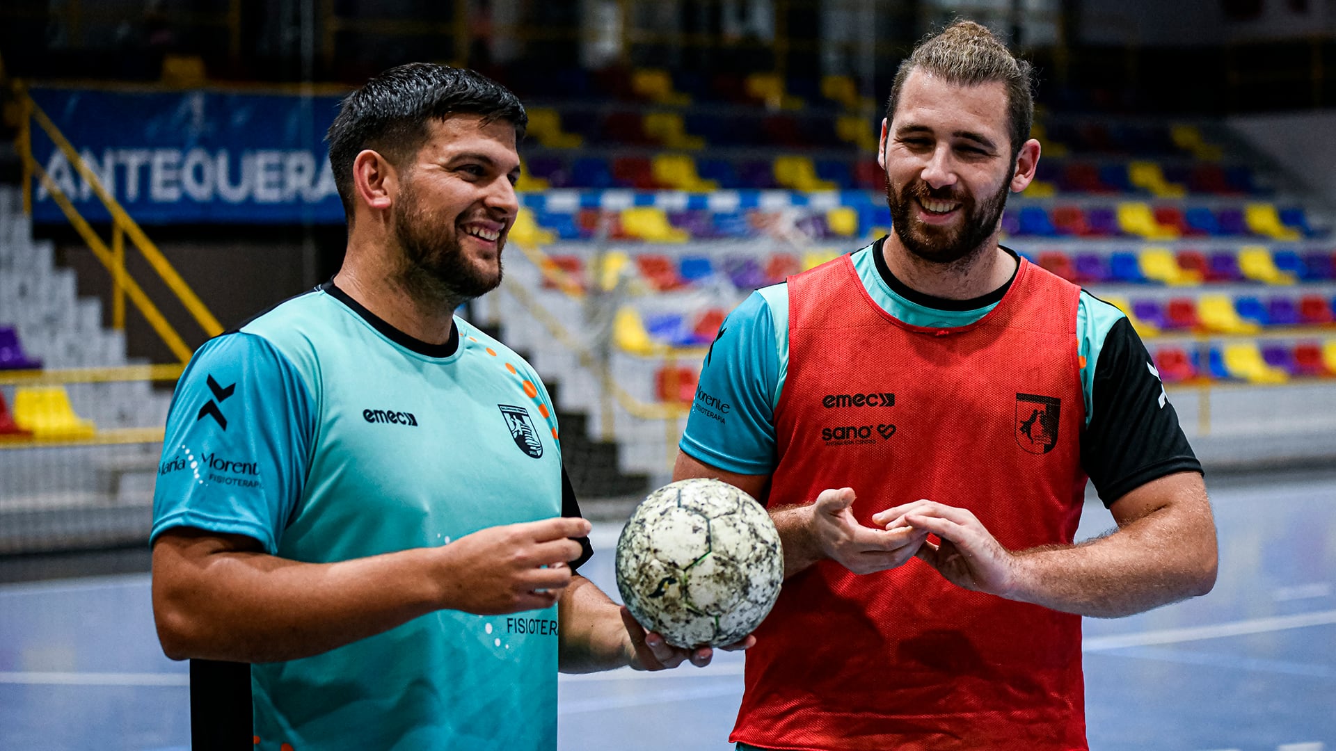 Gonzalo Álvarez y Alejandro Sandonis durante un entrenamiento del Sano Antequera