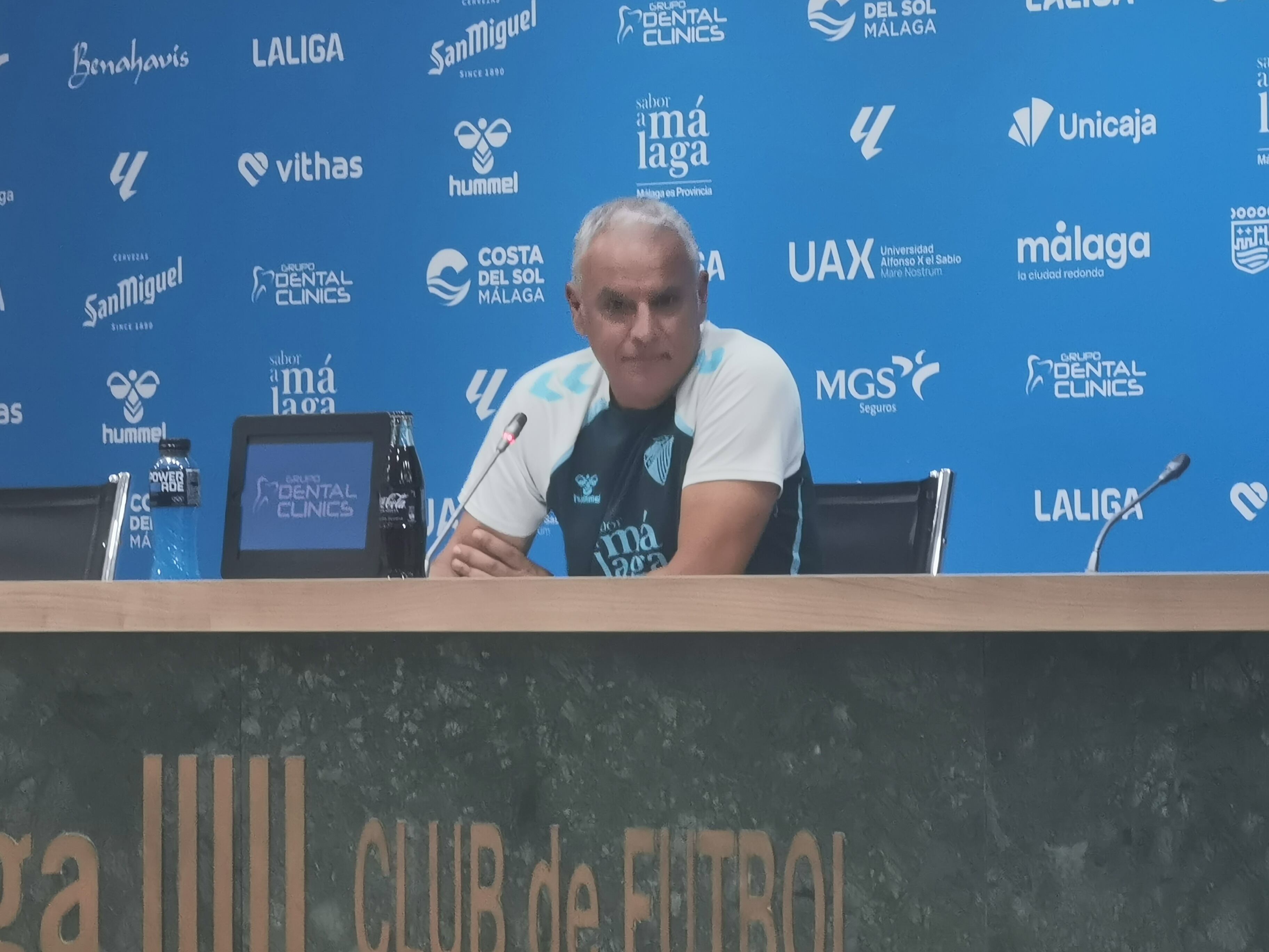 Sergio Pellicer, en la sala de prensa de La Rosaleda