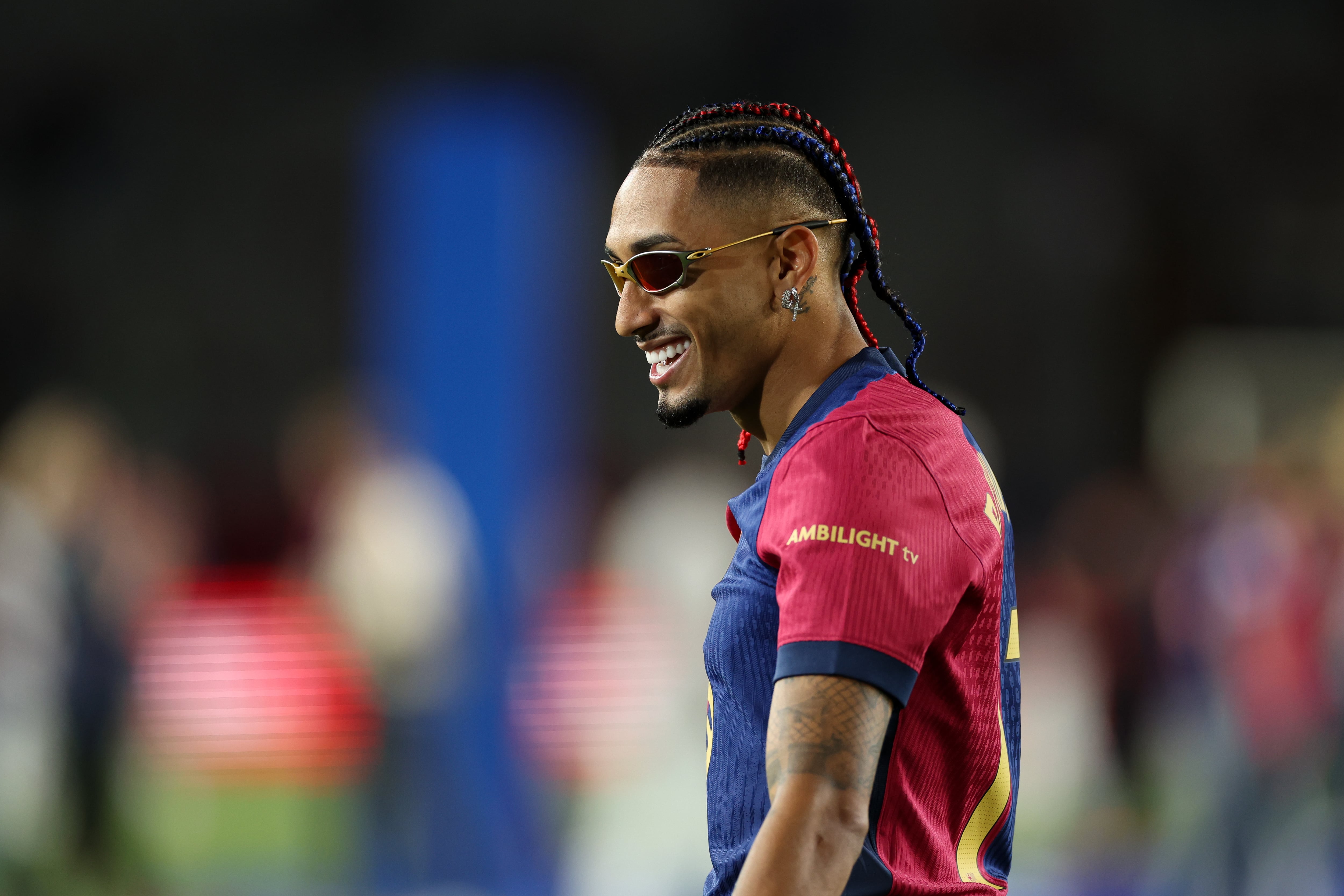 Raphinha, durante la celebración del título de liga