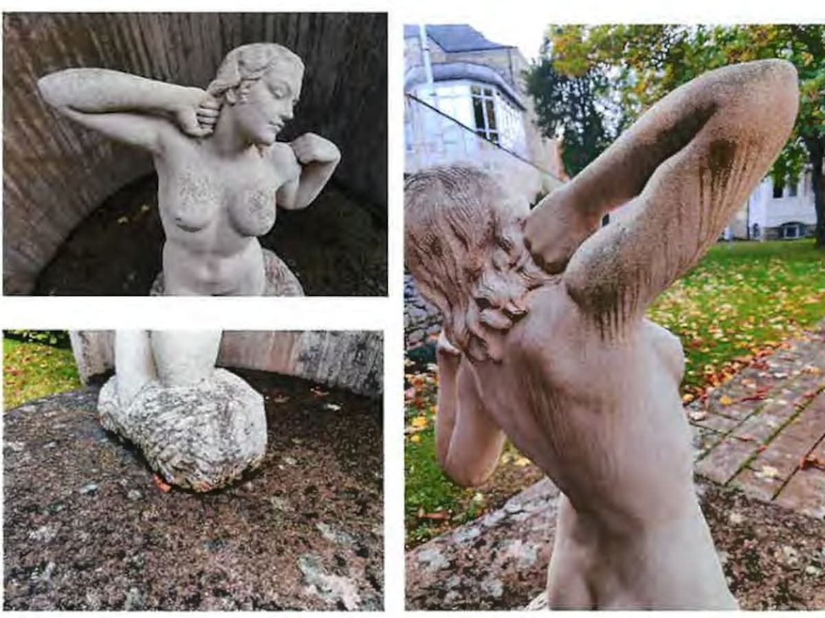 Excrementos de aves, suciedad y humedad dañan las esculturas del exterior del Museo Bellas Artes de Vitoria