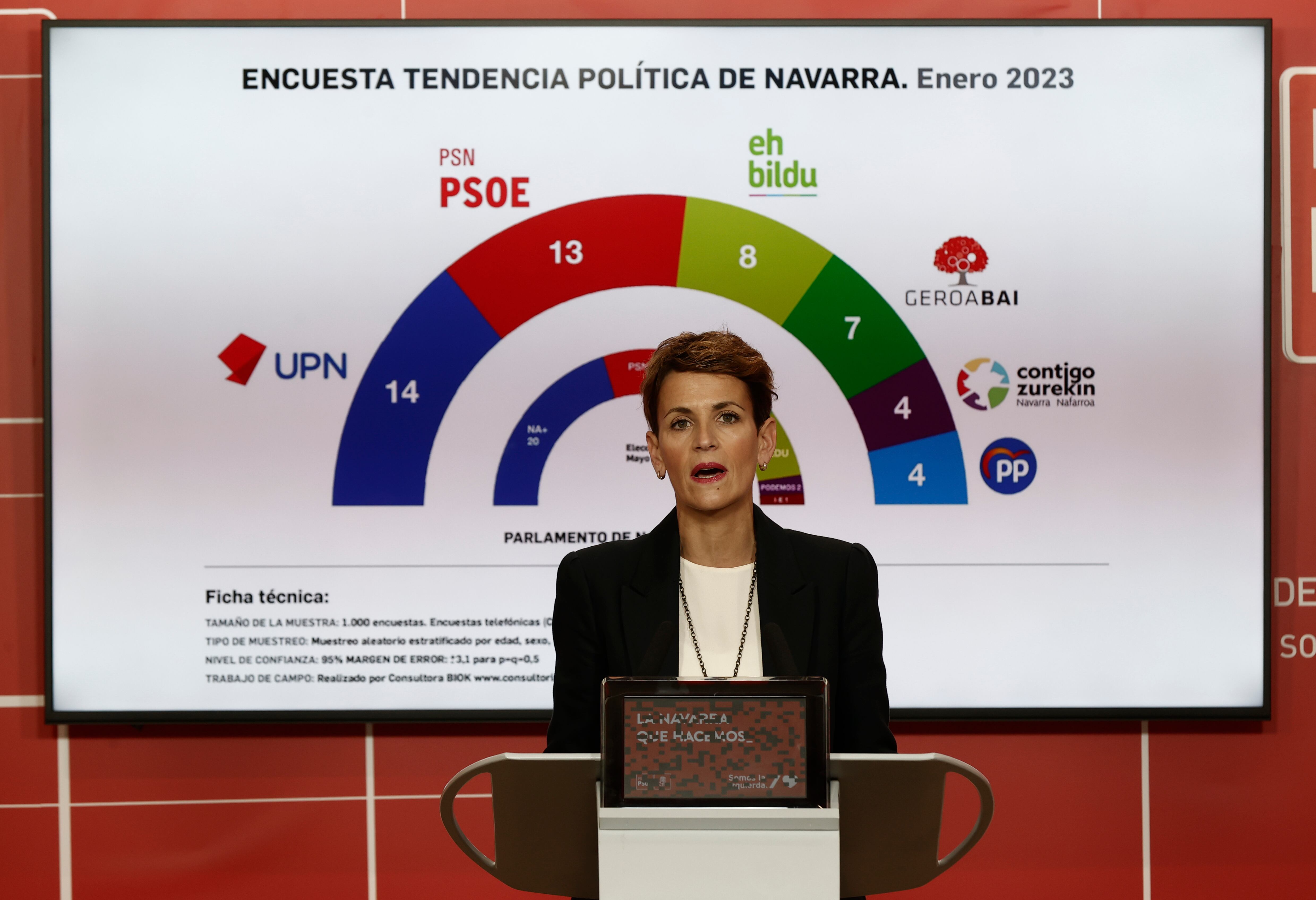 La secretaria general y candidata del PSN-PSOE a la presidencia del Gobierno de Navarra, María Chivite