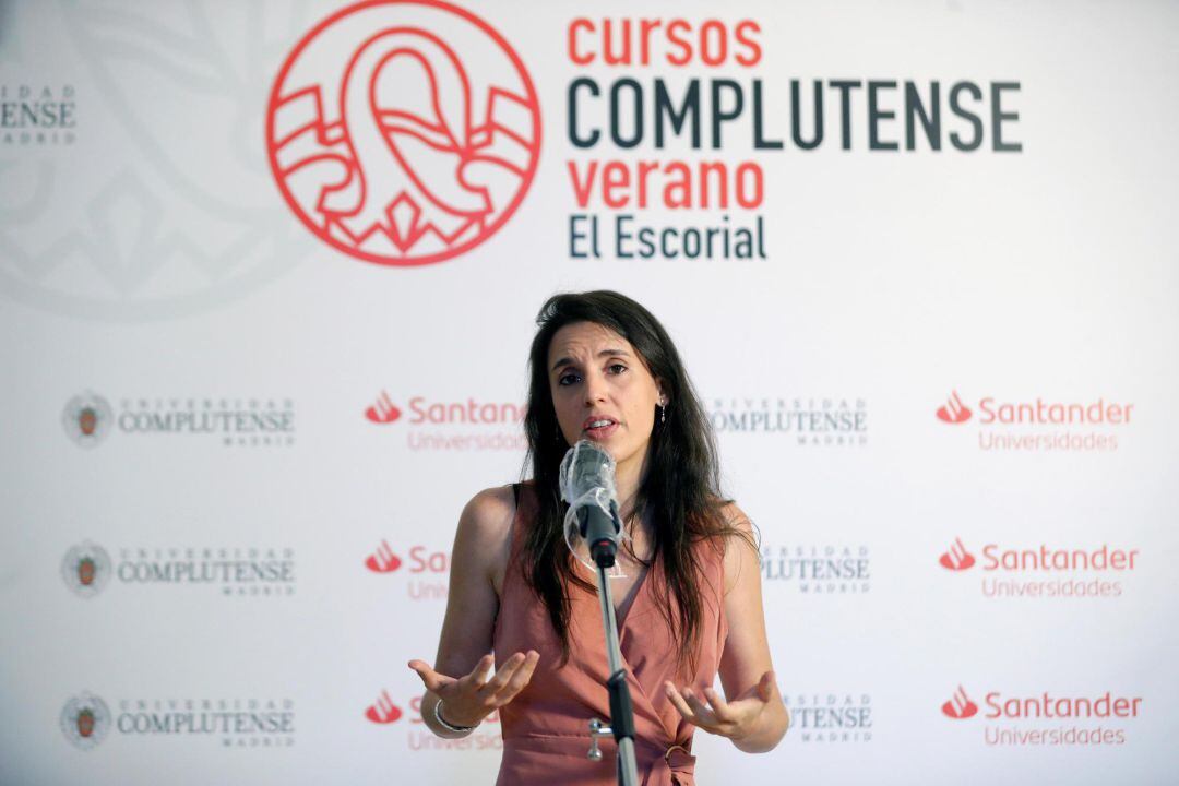 La ministra de Igualdad, Irene Montero, durante su intervención en la jornada inicial de un curso sobre la Agenda 2030.