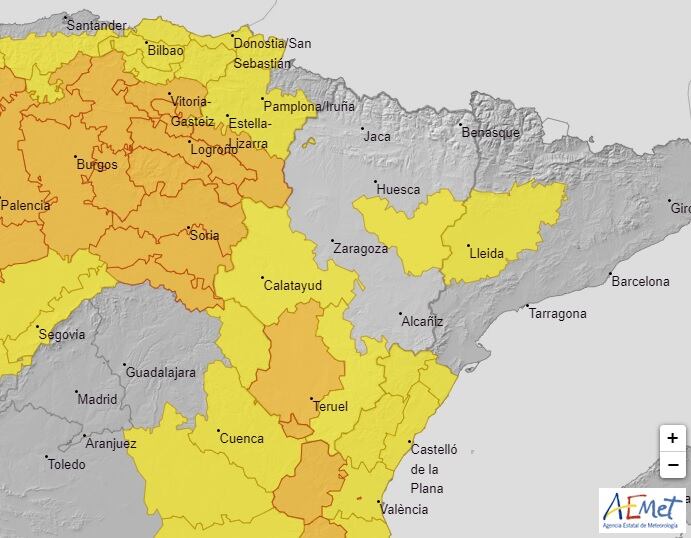 Avisos de la AEMET en Aragón para el sábado 8 de junio de 2024