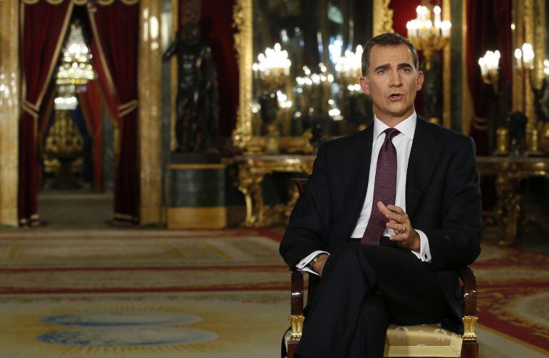 Imagen de archivo del mensaje de Felipe VI en 2015