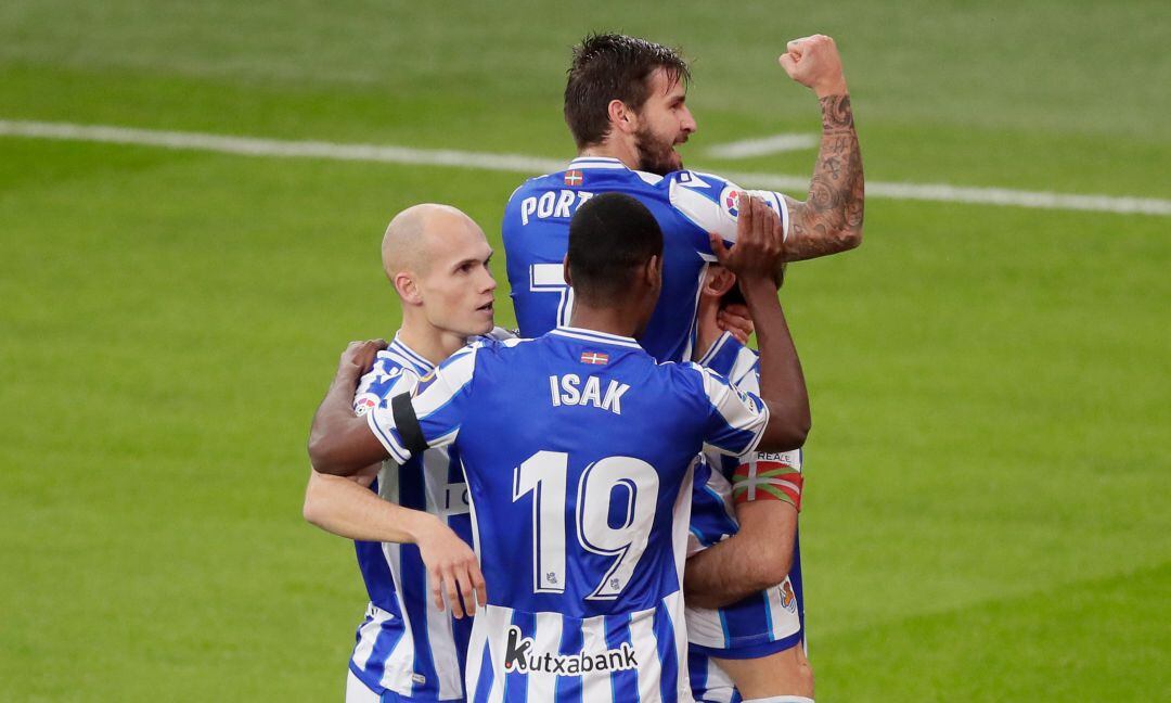 Portu celebra el gol de la Real Sociedad