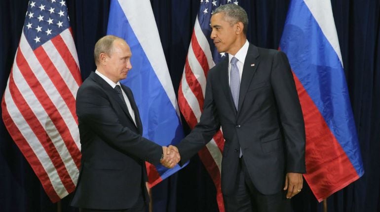 Vladimir Putin (izquierda) y Barack Obama (derecha), durante la celebración de una cumbre. 