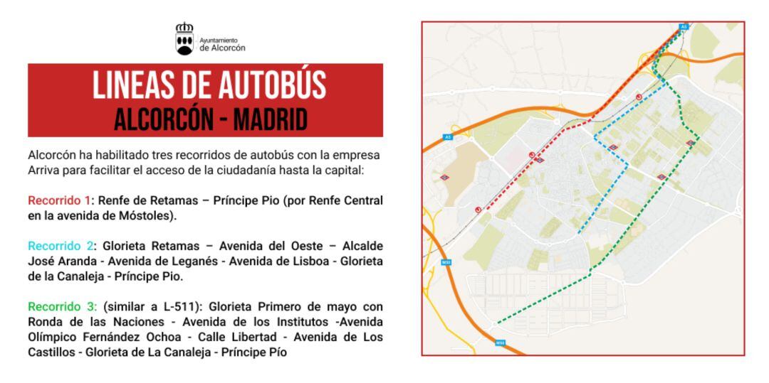 Recorridos de las líneas de autobús de Alcorcón